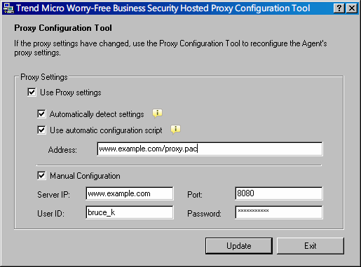 Utilizar Worry-Free Business Security Hosted Utilizar la herramienta de configuración del proxy del agente de Worry-Free Business Security Hosted Si la configuración del proxy ha cambiado, use la
