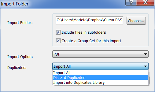 Importar PDFs PDFs Podemos importar una carpeta de PDFs de nuestro ordenador.