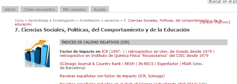 Indicios de calidad en Revistas Journal Citation Reports (JCR) Pinchamos en JCR