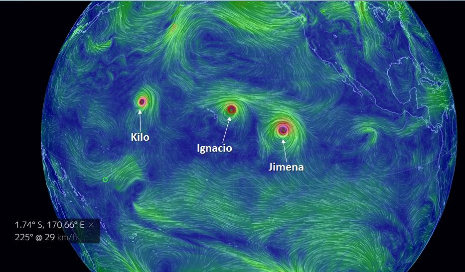 Huracanes en el Pacífico Agosto-31-2015 Kilo Ignacio Jimena Fuente: