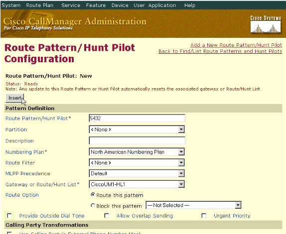 5. Haga clic el separador de millares para agregar el nuevo número piloto del patrón de ruta/de la caza.