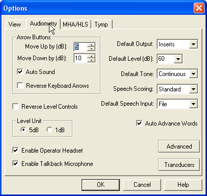 Opciones de Software Opciones Básicas Hay disponibles varias pantallas de opciones que le permiten al usuario personalizar el Software del Audiómetro AVANT Stealth para satisfacer sus necesidades
