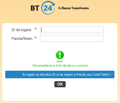 1. Accesul in aplicatie 1.1 Prima logare in BT24 La prima dvs logare va trebui sa utilizati ID-ul si parola puse la dispozitia dvs. de catre Banca Transilvania.