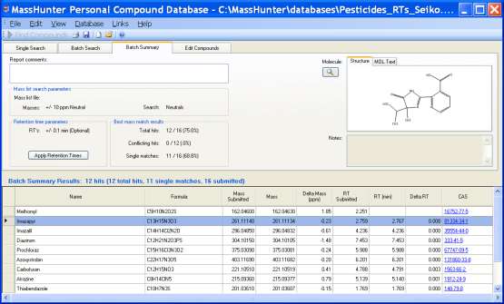 Agilent Personal Compound Database Bases de Datos de masa exacta (PCDL,.xls,.