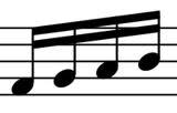 La semicorchea y grupo de 4 semicorcheas. Una semicorchea es una figura musical que posee una duración de 1/4 de negra. Cuatro semicorcheas equivalen a una negra.