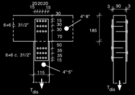 EJEMPLO 19: Diseño de unión clavada Estimar la capacidad de carga de diseño de la unión de la figura.