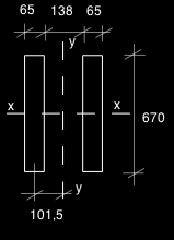 h eq,col h ap + 0,65 (h alero h apoyo ) 400 + 0,65 (830 400) 679,5 mm h eq,trav h cumbrera + 0,65 (h alero h cumbrera ) 350 + 0,65 (830 350) 662 mm Ángulo de inclinación del tijeral en el modelo