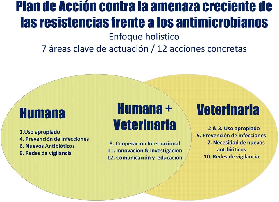 Redes de vigilancia Humana + Veterinaria 8. Cooperación Internacional 11. Innovación & Investigación 12.