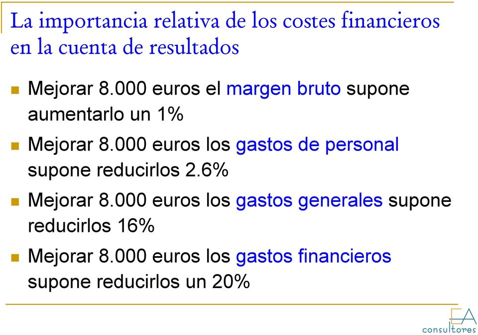 000 euros los gastos de personal supone reducirlos 2.6% Mejorar 8.