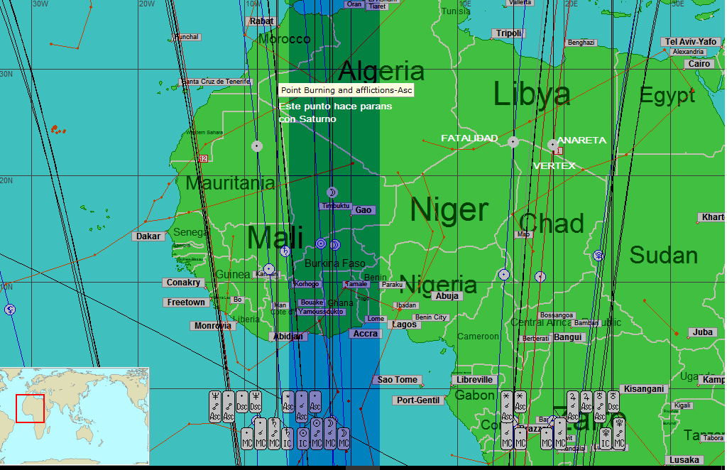 En el siguiente mapa podemos observar sobre El Chad y Lybia, dos puntos que corresponde a Partes Arábigas del Anareta (Killing planet), lado derecho y el parte de la Fatalidad al lado