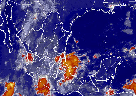 INUNDACIONES 2005 EN EL ESTADO DE VERACRUZ Figura 9. Impacto en tierra sobre Veracruz de la tormenta tropical José. Imagen de satélite GOES 12 del día 22 de agosto (CNA-GRGC).