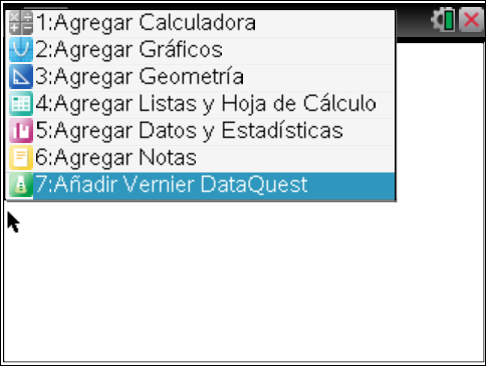 - Selecciona Añadir Vernier DataQuest 4.