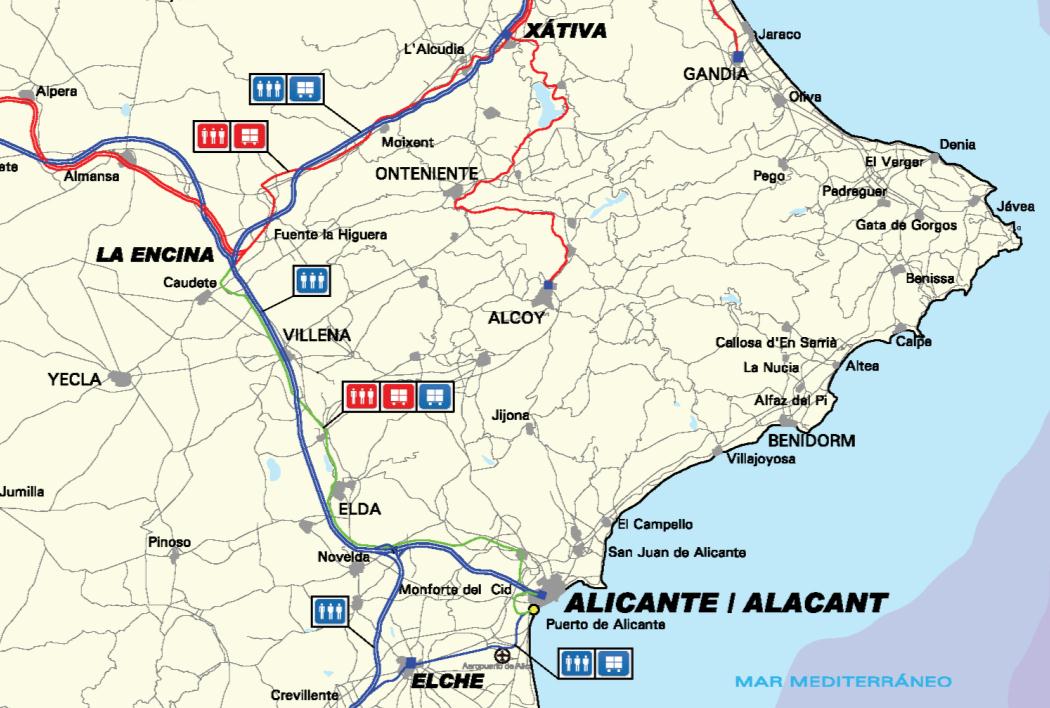 DESCRIPCIÓN POR TRAMOS V. LA ENCINA-ALICANTE 65 Km vía única Proyecto - Implantación del ancho mixto en la vía única entre La Encina y Alicante.