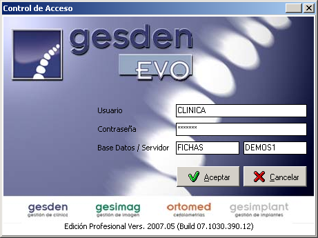 Gestión de Accesos Como en Gesden Elite, el programa permite definir una serie de contraseñas para cada usuario de la clínica.