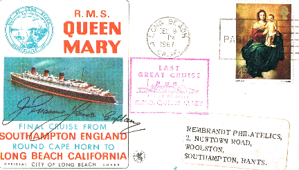 del buque desde Southampton (Inglaterra) a Long Beach (California), marca naval del buque