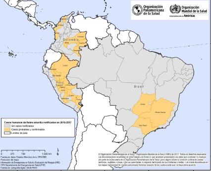 En lo que va de 2017 no se han notificado casos en Colombia ni en Perú.