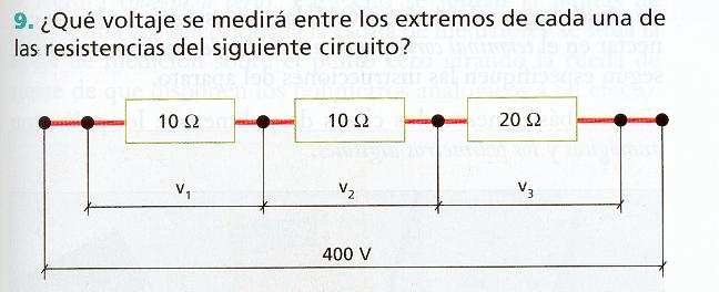 Cuál es la resistencia de un circuito por el que circula una corriente eléctrica de amperios con una tensión de voltios?