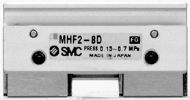 Pinza neumática de perfil plano Serie MHF2 La altura equivale aproximadamente al tercio de la altura de la serie MHZ2. MHZ2-D 42 Diámetro Altura 8 9 2 6 4 (mm) 72.