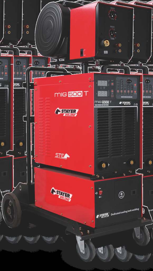 MIG/MAG hilo MIG 500 T MIG/MAG Soldadora sinérgica refrigerada por agua para MIG/MAG, FLUX CORE, electrodo MMA y TIG. Acero y aluminio.