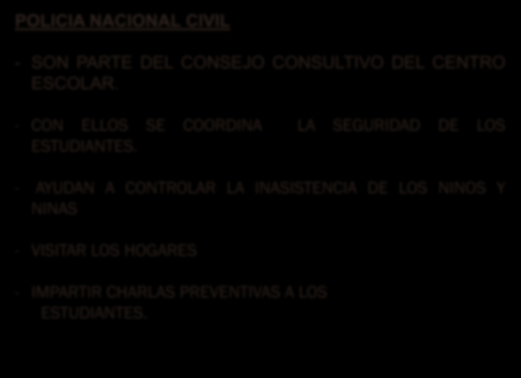 POLICIA NACIONAL CIVIL - SON PARTE DEL CONSEJO CONSULTIVO DEL CENTRO ESCOLAR.
