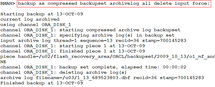 APPLIED ON STANDBY, Habilita al Flash Recovery Area eliminar al archive log cuando el archive ya fue aplicado en el Standby.