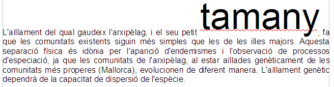 Format de paràgraf Dins un paràgraf es poden donar formats de caràcter distints, tals com tipus de lletra, mida de lletra, etc.