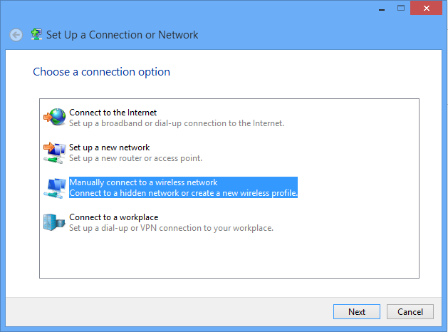 Then, select the option Set up a new connection or network And now,