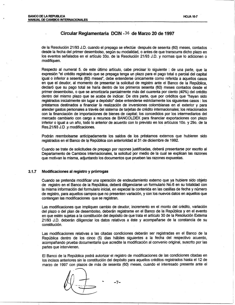 CAMBlOS NTERNACONALES Circular Reglamentaria DC