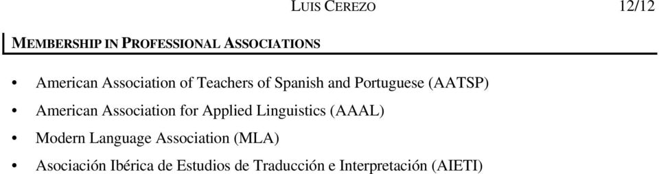 Association for Applied Linguistics (AAAL) Modern Language