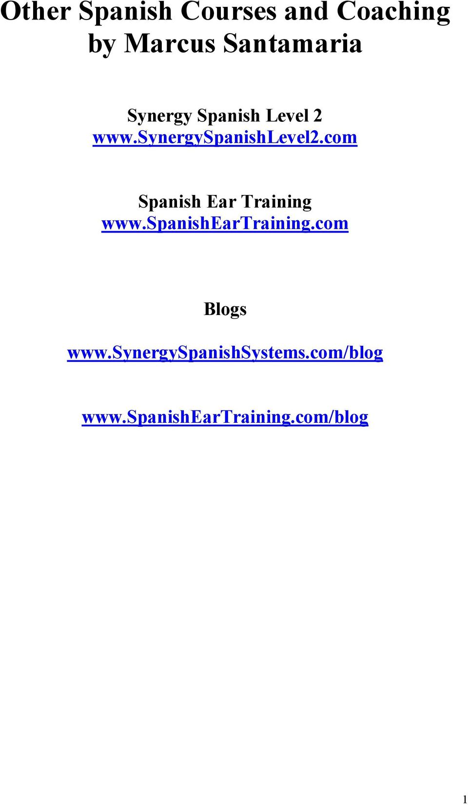 com Spanish Ear Training www.spanisheartraining.