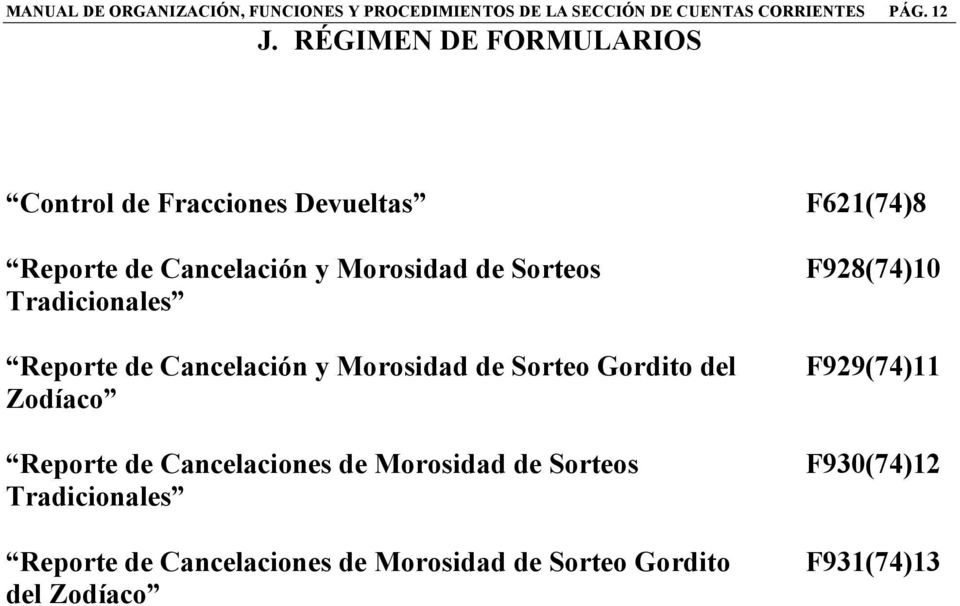 Reporte de Cancelación y Morosidad de Sorteo Gordito del Zodíaco Reporte de Cancelaciones de Morosidad de Sorteos