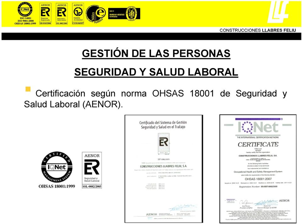 Certificación según norma OHSAS