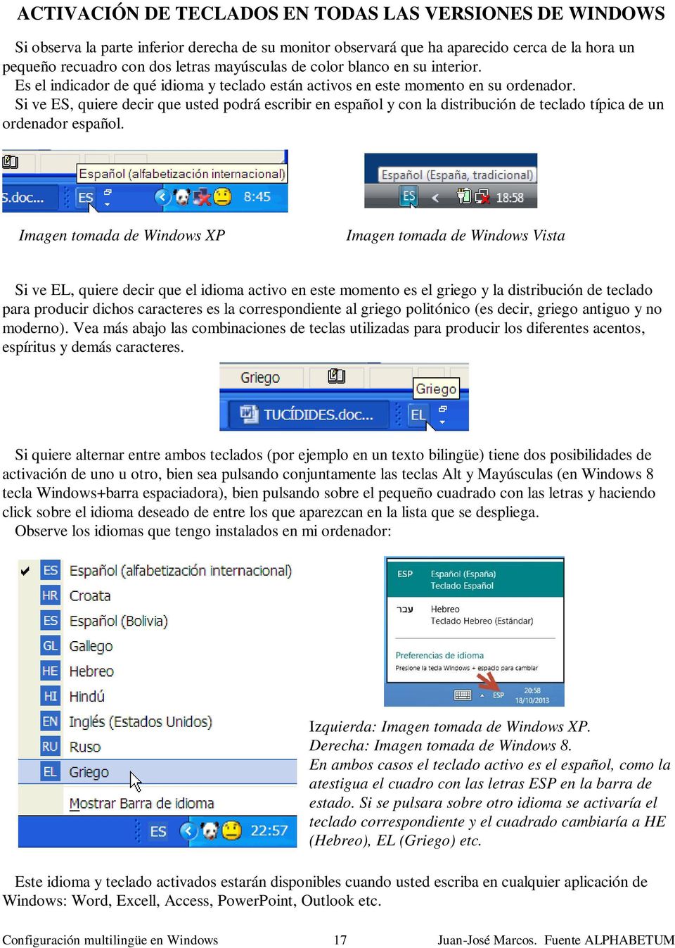 Si ve ES, quiere decir que usted podrá escribir en español y con la distribución de teclado típica de un ordenador español.