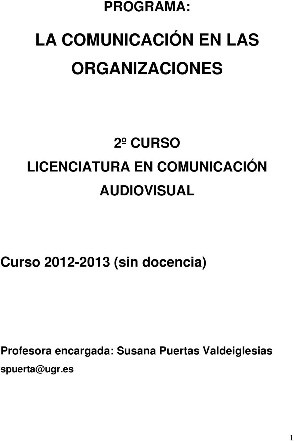 AUDIOVISUAL Curso 2012-2013 (sin docencia)