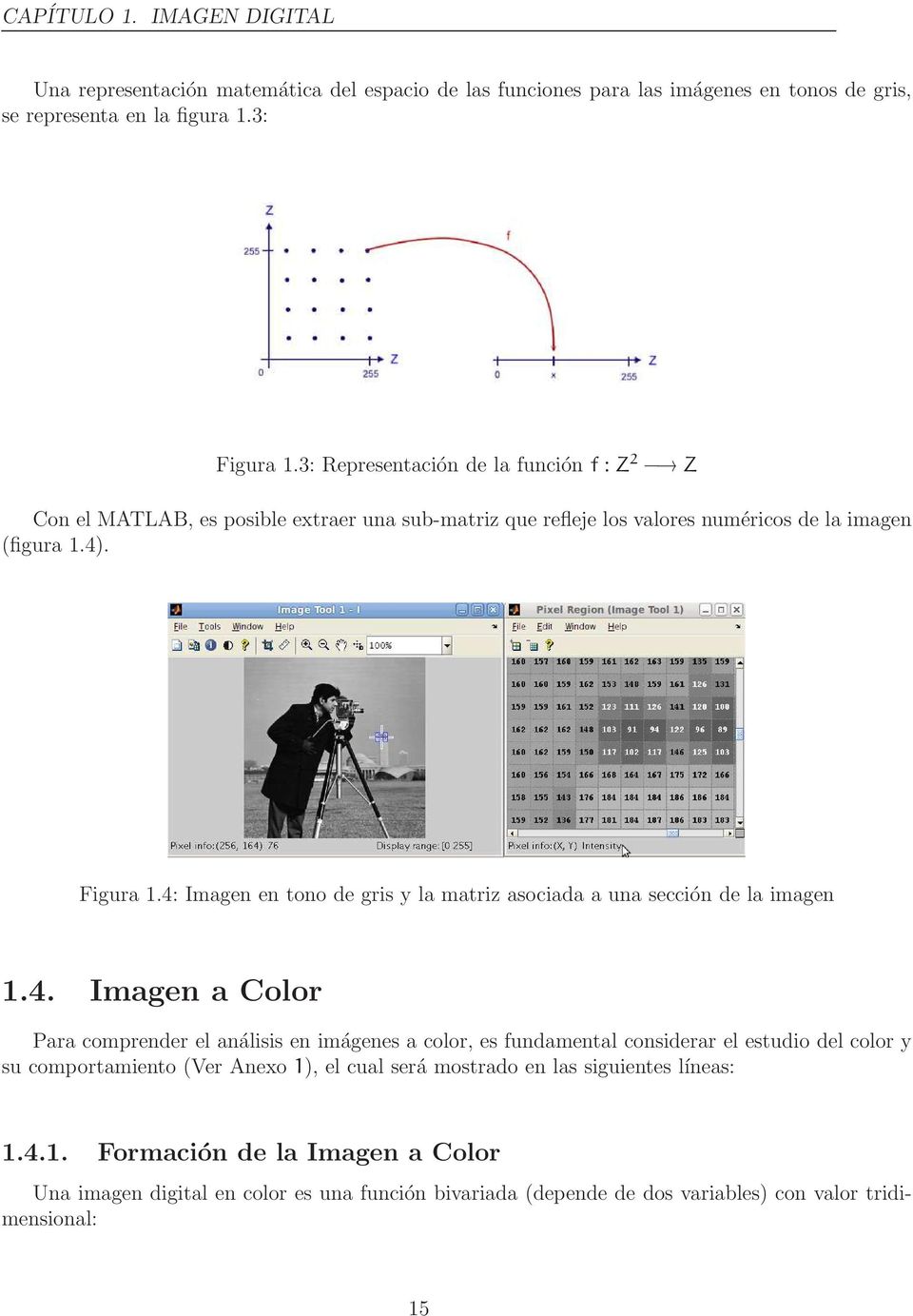 4: Imagen en tono de gris y la matriz asociada a una sección de la imagen 1.4. Imagen a Color Para comprender el análisis en imágenes a color, es fundamental considerar el estudio del