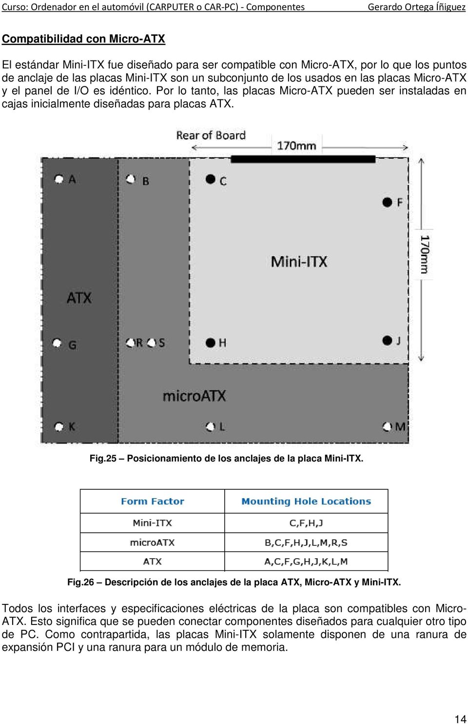 25 Posicionamiento de los anclajes de la placa Mini-ITX. Fig.26 Descripción de los anclajes de la placa ATX, Micro-ATX y Mini-ITX.