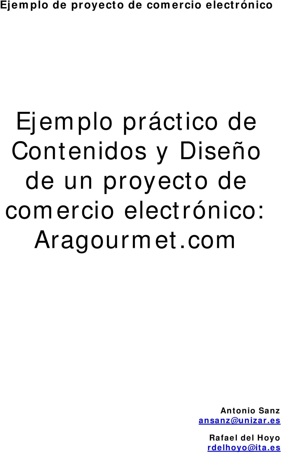 proyecto de comercio electrónico: Aragourmet.