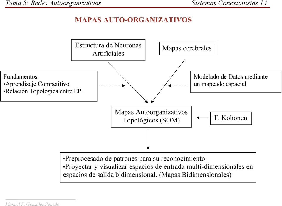Modelado de Datos mediante un maeado esacial Maas Autoorganizativos Toológicos (SOM) T.