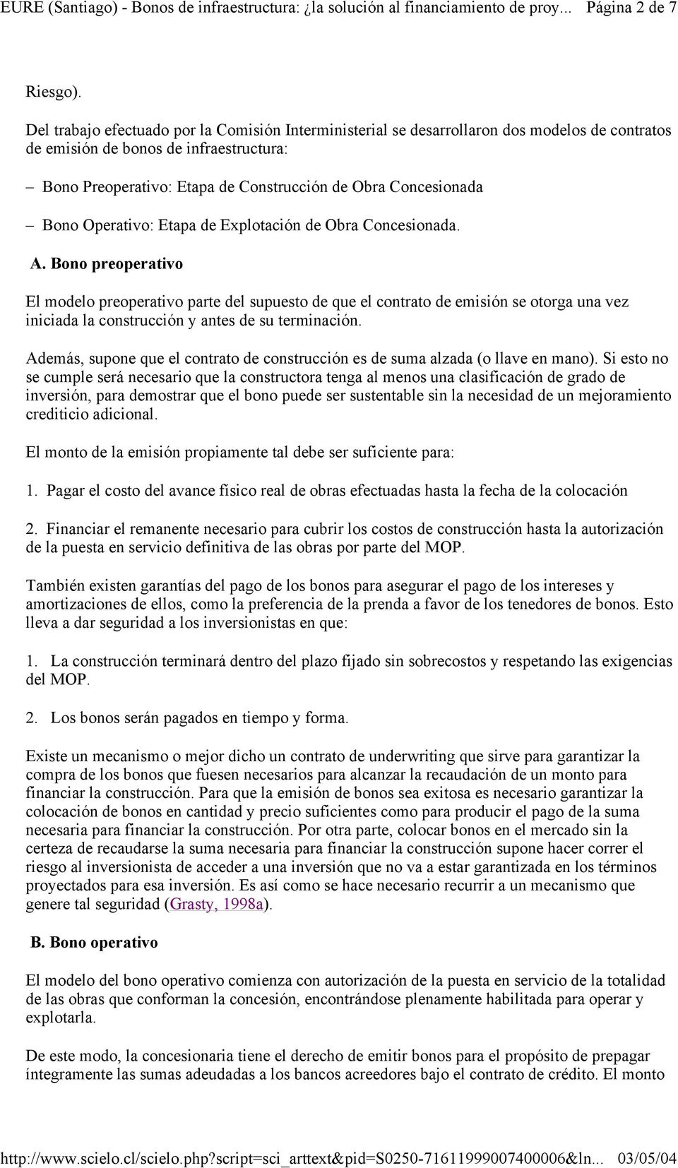 Bono Operativo: Etapa de Explotación de Obra Concesionada. A.