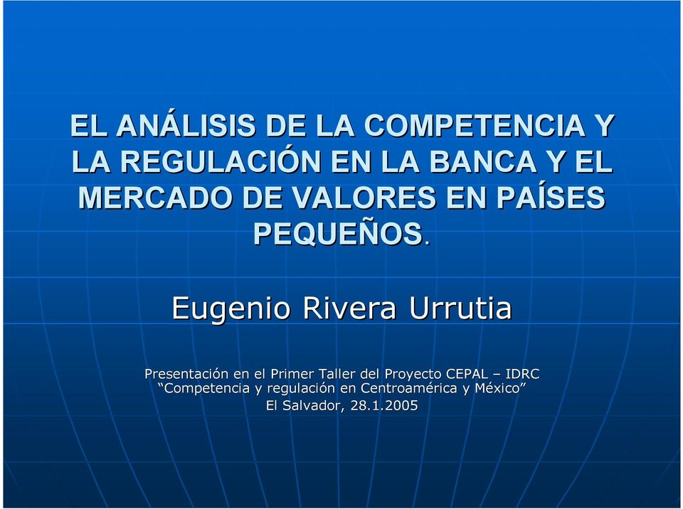 Eugenio Rivera Urrutia Presentación en el Primer Taller del