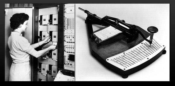 Segunda generación (1959-1964): Uso de tarjetas perforadas para suministrar datos y los programas. Computadora representativa UNIVAC y utilizada en las elecciones presidenciales de los E.U.A. en 1952.