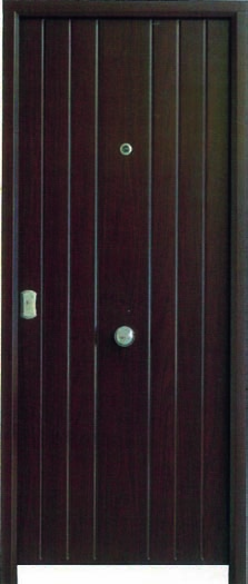 Doble Casetón Puerta acorazada metálica de seguridad compuesta por hoja, marco atornillado, cerradura, 4 bisagras cortas, pomo,