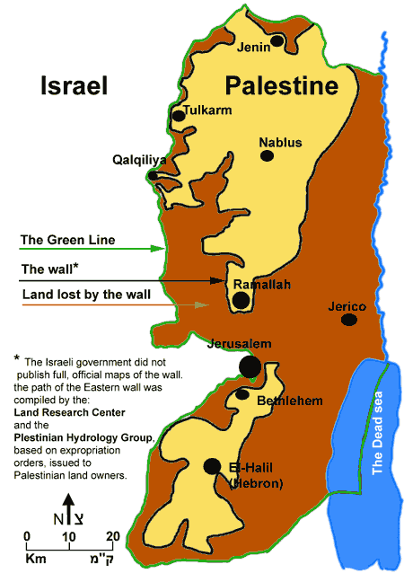 Alambre de puas (Cables filosos) Zánganos ( ) -La locación- No está en la que divide Israel y el West Bank. que la línea verde. Por esto roba mucha tierra palestina (45,000 acres).