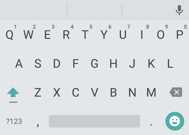 Método de introducción de texto de Android Pasos iniciales 7 1 6 2 3 4 5 Pulse aquí para cambiar de letras mayúsculas a minúsculas y viceversa.