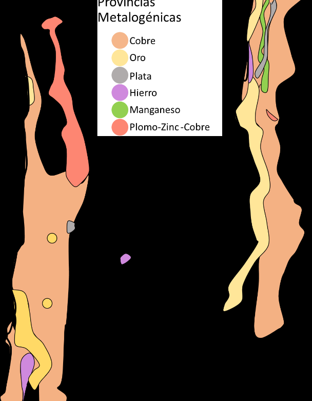 6 Figura 2. Esquema de las provincias metalogénicas identificadas en Chile durante los 60. Fuente: Cochilco, modificado de Eriksen y Ruiz (1962).