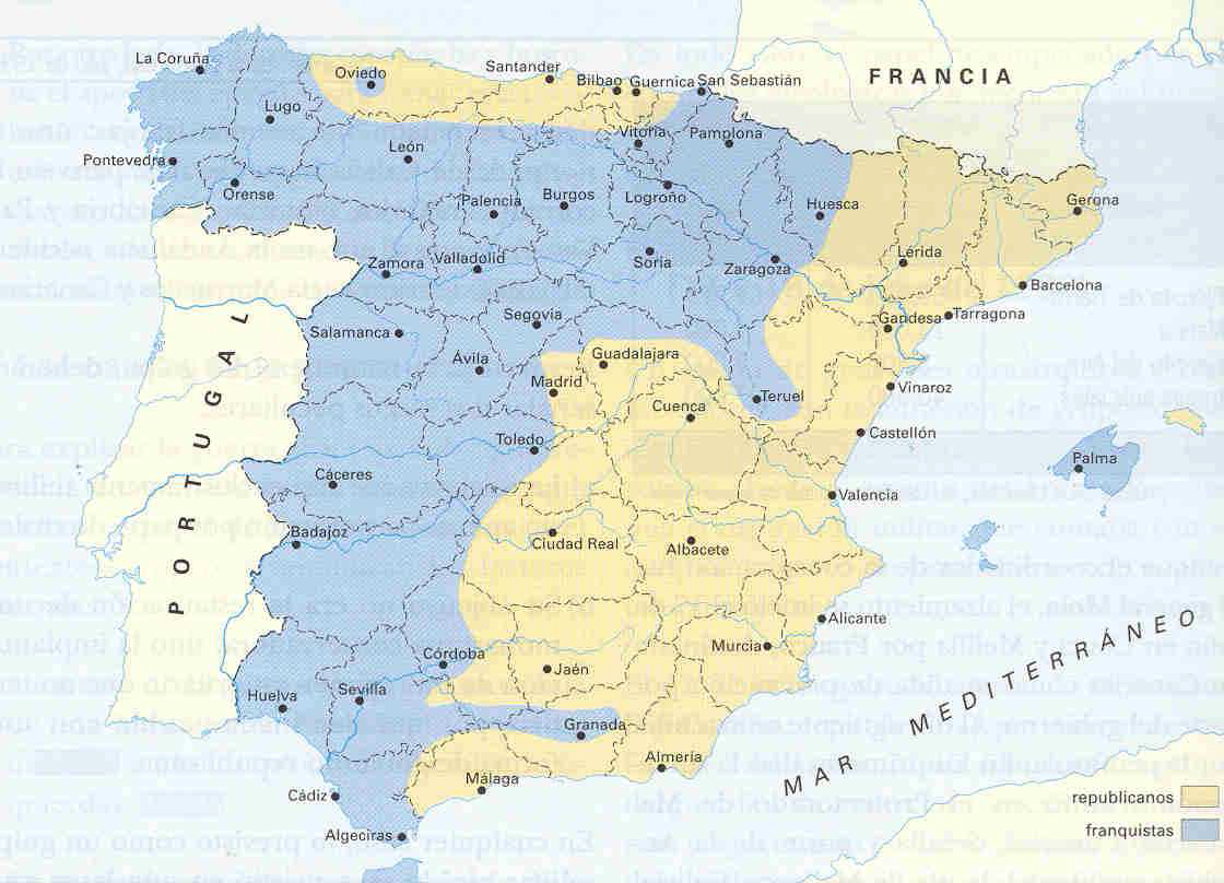 Tema 14. La Guerra Civil española (1936-1939) Aranda en Oviedo y la columna enviada en su socorro desde Galicia consigue levantar el cerco.