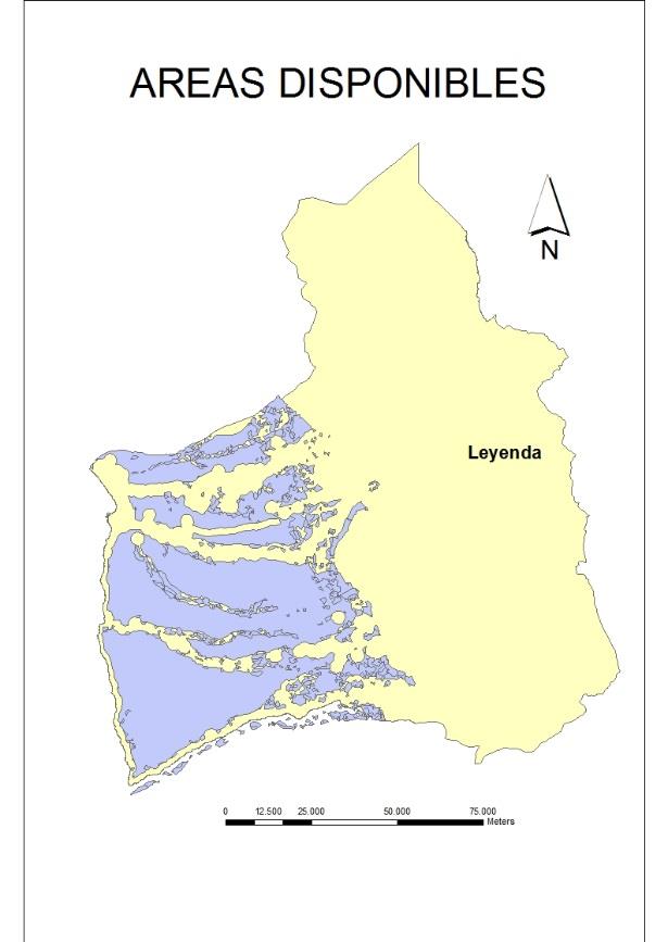 2. SUPERFICIE REGIONAL DISPONIBLE PARA MICROALGAS La superficie regional disponible equivale al 26% de la superficie total regional, con una cantidad de 4.400 km 2.