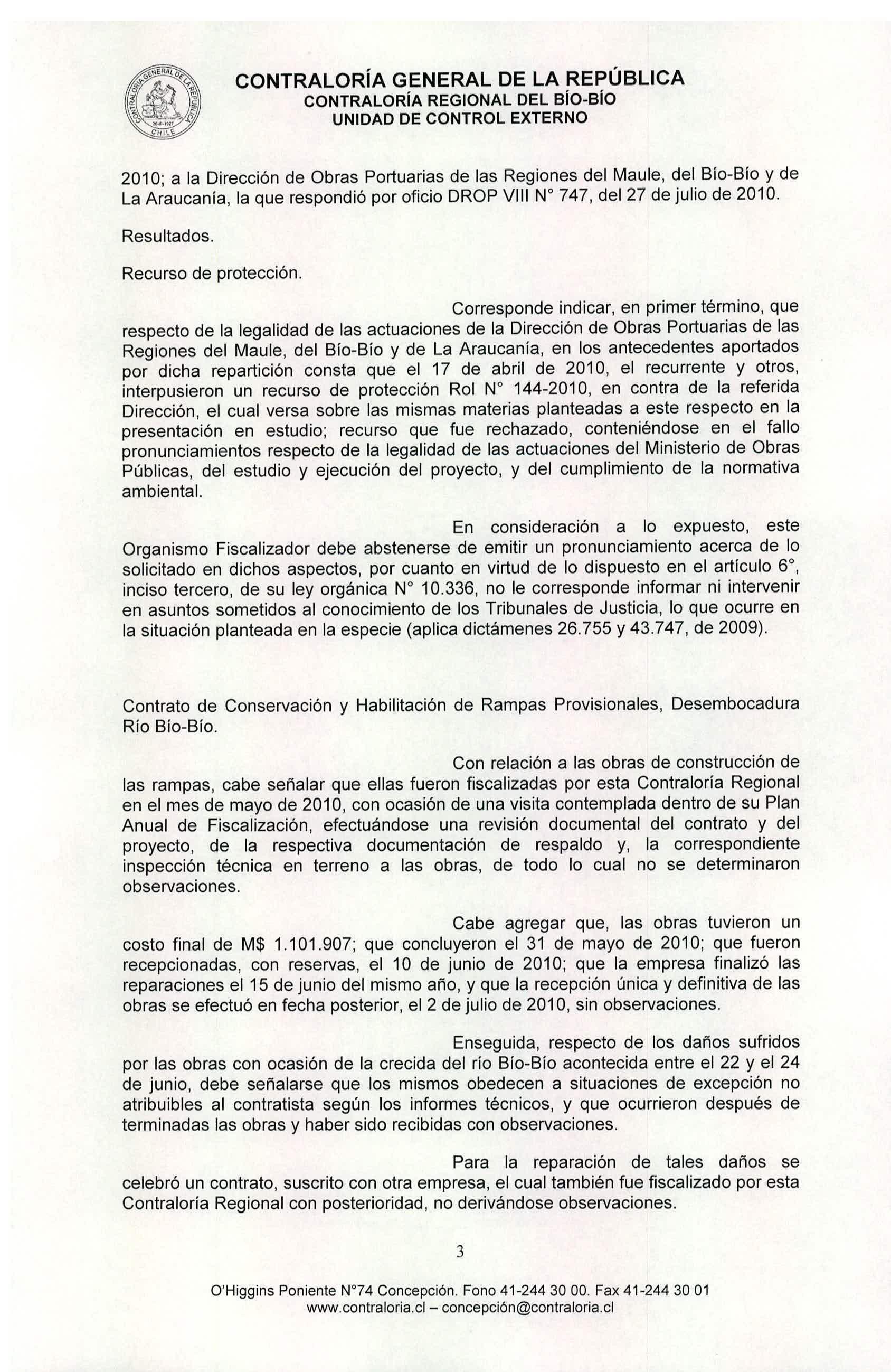 CONTRALORíA GENERAL DE LA REPÚBLICA CONTRALORíA REGIONAL DEL BíO.