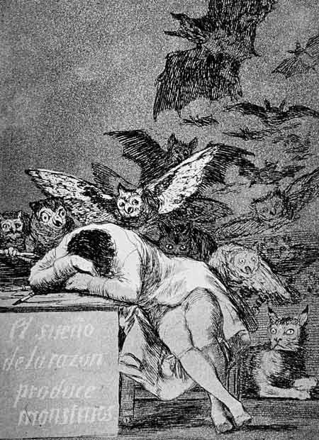 Aguafuerte de la serie Los Caprichos, de Goya AGUAFUERTE Técnica de grabado que consiste en cubrir una plancha con parafina, dibujar sobre ella rayándola con un buril, introducirla en el ácido o