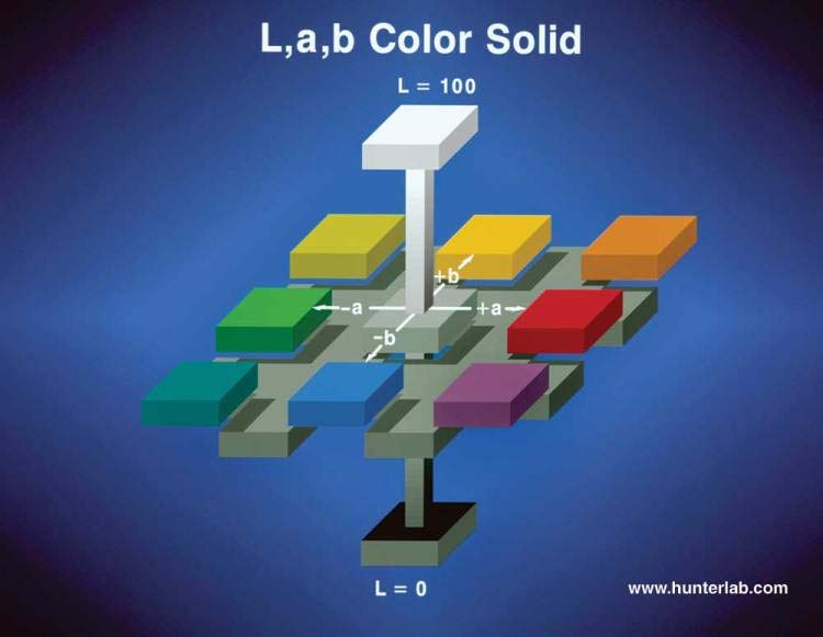 Figura 2. Escala de medición de color de Hunter Lab. Capítulo 8. Es el color el único o el mejor indicador de la calidad de los DDGS?